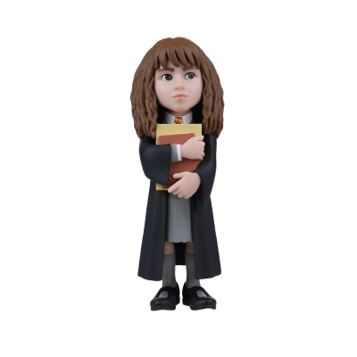 Figura colecionável de personagem com roupa escolar e livros