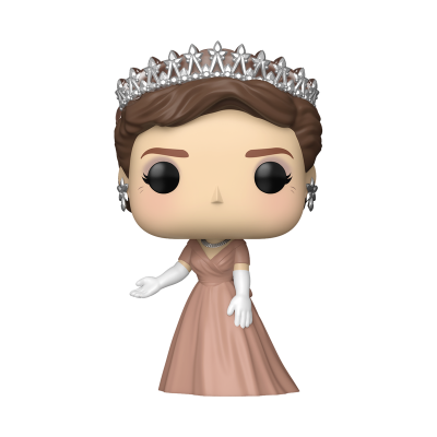 Boneco Funko Pop de figura feminina com vestido rosa e tiara brilhante