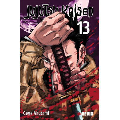Capa do livro Jujutsu Kaisen 13 com personagem e espada
