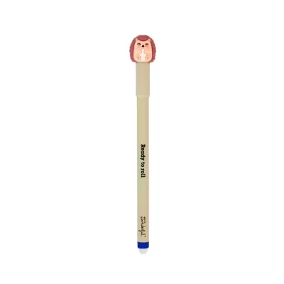 Caneta creme com tampa decorada com ouriço sorridente