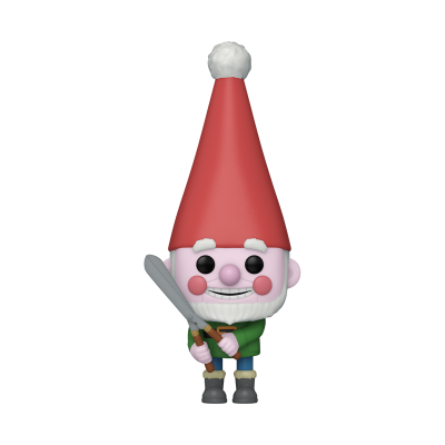 Boneco de vinil estilo gnome com chapéu vermelho e espada