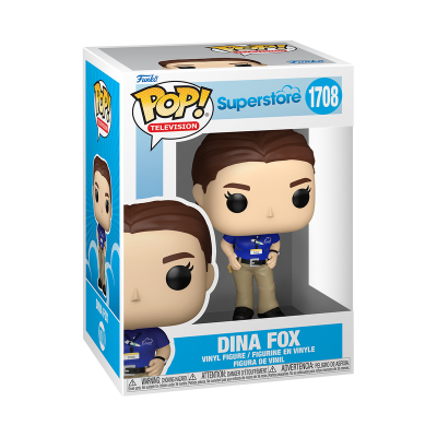 Figura Funko Pop! Dina Fox Superstore 1708 em caixa azul e branca