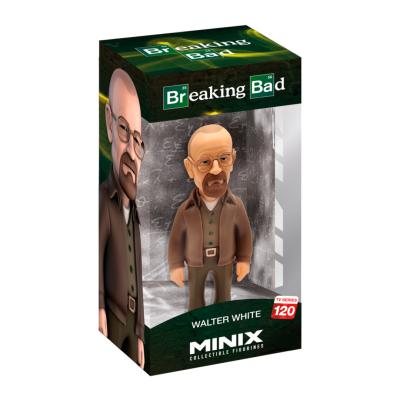Figura colecionável Minix do personagem Walter White na embalagem da série Breaking Bad