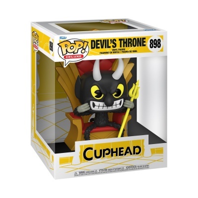 Figura Funko Pop Deluxe Devil's Throne número 898 da coleção Cuphead em caixa transparente