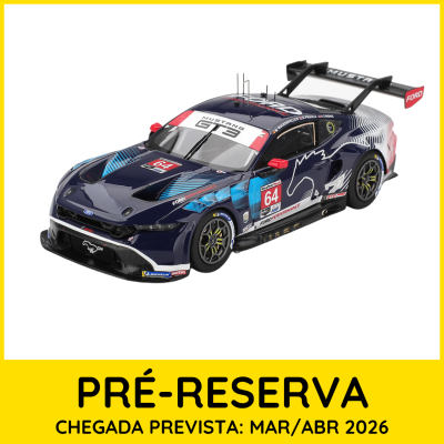 Modelo de carro de corrida Mustang GT3 azul escuro com número 64
