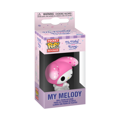 Chaveiro Pocket Pop My Melody rosa com estrelas em caixa lilás