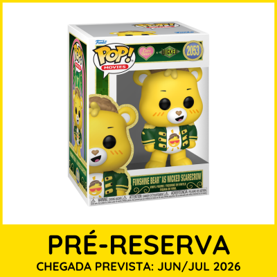 Funko Pop Movies Funshine Bear como Wicked Scarecrow na embalagem oficial.