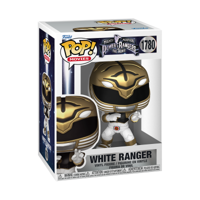 Funko Pop! do White Ranger do filme Mighty Morphin Power Rangers na caixa
