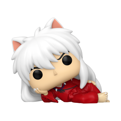 Figura Funko Pop do personagem Inuyasha deitado com orelhas de animal e roupa vermelha