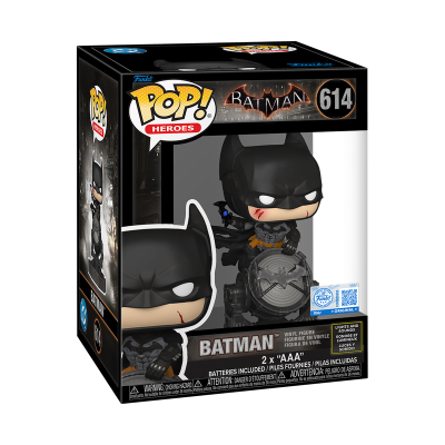 Caixa Funko Pop! Batman Arkham Knight nº 614 preta e cinzenta com luzes e sons