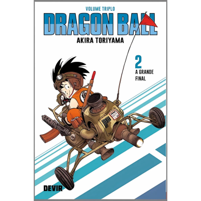 Capa do livro Dragon Ball Volume Triplo 2 A Grande Final com personagem em veículo voador