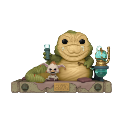 Figuras de vinil de personagens Star Wars Jabba the Hutt e outro personagem pequeno em base decorativa