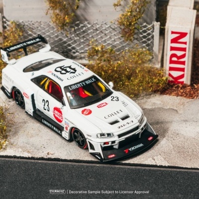 Miniatura de carro de corrida branco com detalhes e texto visíveis