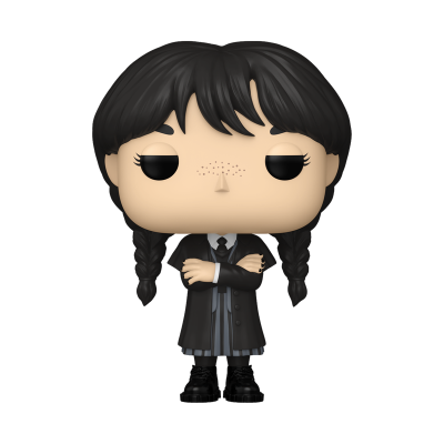 Figura Funko Pop de personagem feminina com cabelo preto e tranças, roupa preta, olhos fechados.