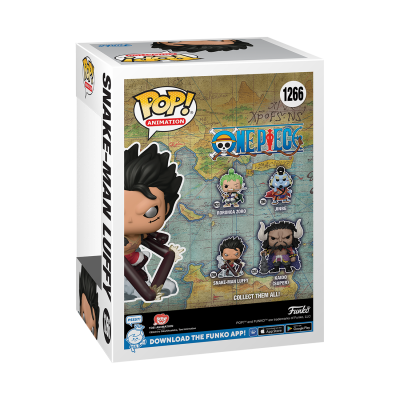 Embalagem da figura Snake-Man Luffy da série One Piece, coleção Funko Pop! Animation