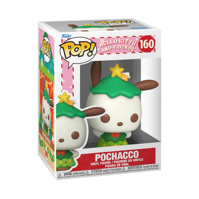 Figura Funko Pop Pochacco da Hello Kitty and Friends na caixa com design festivo.