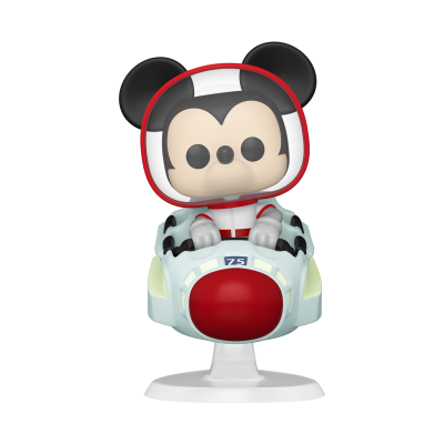 Figura colecionável de Mickey Mouse em fato de astronauta dentro de cápsula espacial