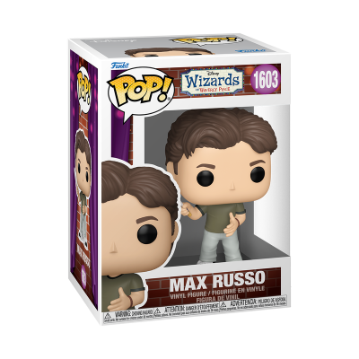 Figura Funko Pop! Max Russo da série The Wizards: Always Paige numa caixa branca e roxa