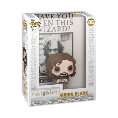Figura Funko Pop Sirius Black em embalagem transparente com tema Harry Potter.