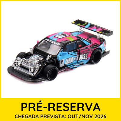 Miniatura de carro desportivo colorido com motor exposto e asa traseira grande