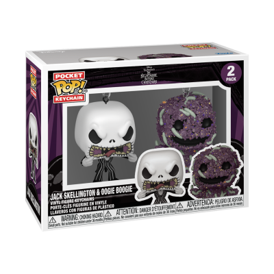Caixa de 2 peças Pocket Pop! Keychain com Jack Skellington e Oogie Boogie