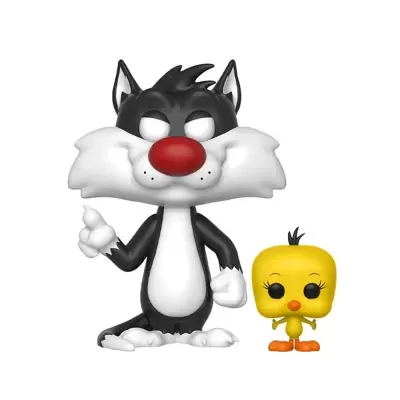 Figuras colecionáveis de Gatinho Silvestre e Piu-Piu em vinil colorido