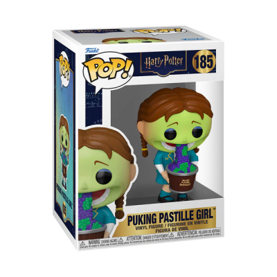 Figura de vinil Puking Pastille Girl da coleção POP! Harry Potter na caixa