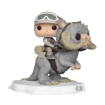 Figura Funko Pop Star Wars com personagem montado num Tauntaun cinzento em base branca