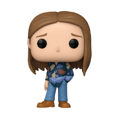 Figura colecionável estilizada com roupa azul e cabelo castanho