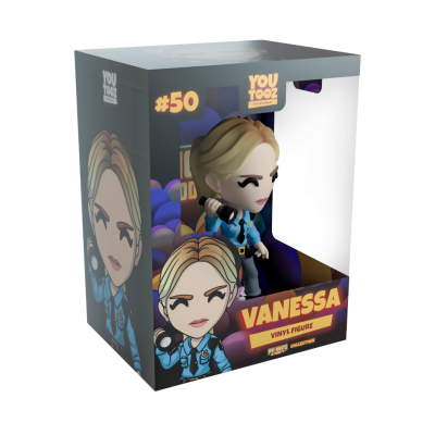 Figura vinilica Vanessa em embalagem preta com texto e janela transparente