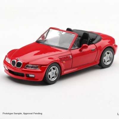 Miniatura de carro descapotável BMW vermelho com interior preto