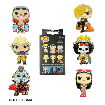 Conjunto de pins de metal coloridos de personagens do anime One Piece com brilho gliter