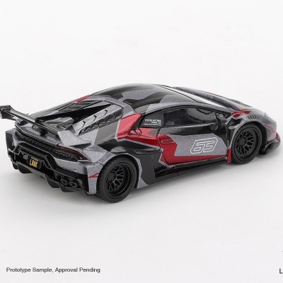 Miniatura de carro desportivo preto e cinzento com detalhes vermelhos