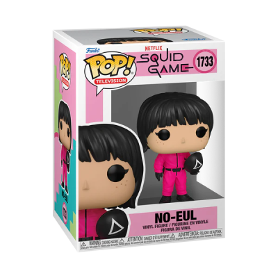 Funko Pop! vinil figura NO-EUL Squid Game numa caixa transparente de coleção