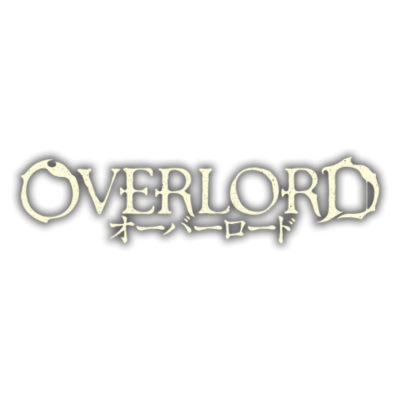Logótipo OVERLORD com texto japonês em fundo branco