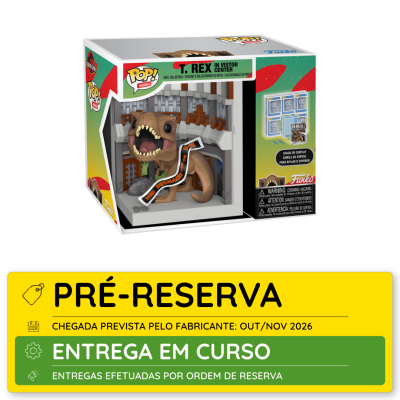 Figura Funko Pop! Nooks T. Rex em centro de visitantes na embalagem