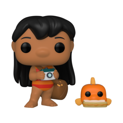 Figura Funko Pop com câmara fotográfica e figura pequena laranja