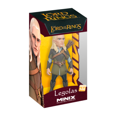 Figura colecionável de Legolas da série The Lord of the Rings na embalagem