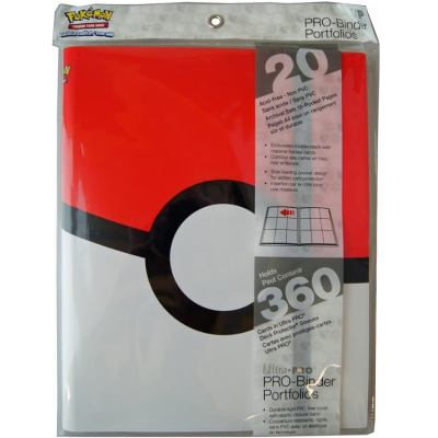 Portfólio PRO-Binder para cartas Pokémon vermelho, branco e preto, embalado com texto em inglês.