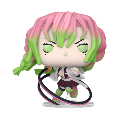 Boneco Funko Pop! com cabelo rosa e verde em pose dinâmica