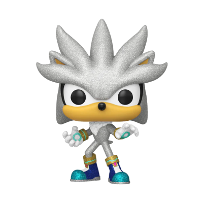 Figura Funko Pop do personagem Silver the Hedgehog prateado brilhante