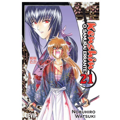 Capa do manga Kenshin o Samurai Errante, volume 21, mostrando personagens com quimono e espadas.