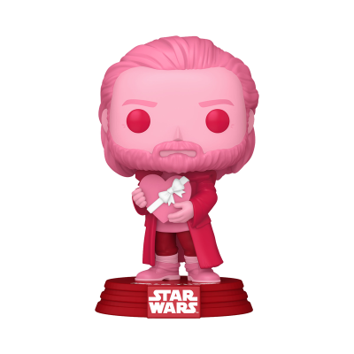 Figura Funko Pop rosa de personagem com coração em suporte STAR WARS