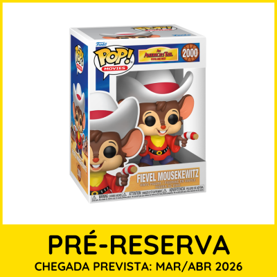 Figura Funko Pop Fievel Mousekewitz com traje de cowboy na embalagem
