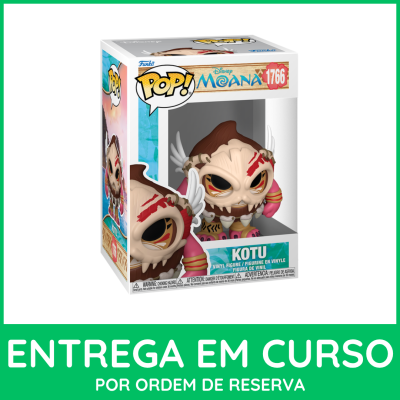 Figura de vinil Funko Pop! do personagem Kotu do filme Moana na sua caixa.