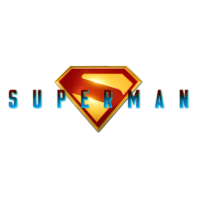 Logotipo do Superman em vermelho, dourado e azul num fundo branco