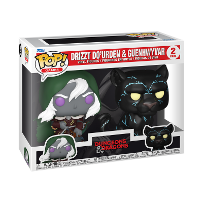 Caixa com 2 bonecos Funko Pop! de Drizzt Do'Urden e Guenhwyvar