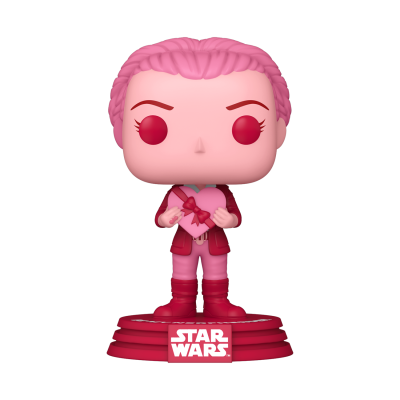 Figura Funko Pop feminina com cabelo rosa e base Star Wars