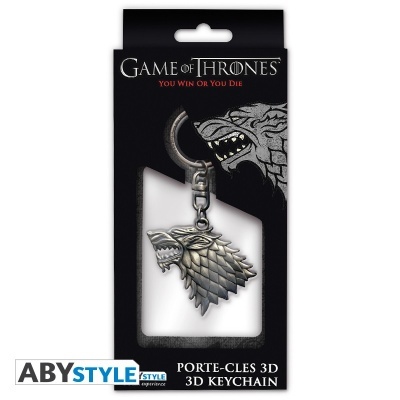 Chaveiro 3D Game of Thrones com emblema da casa Stark