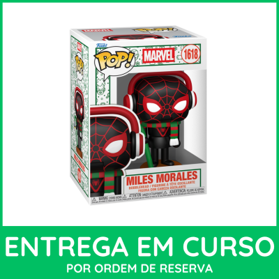 Figura Funko Pop! de Miles Morales da Marvel com máscara de aranha e cachecol